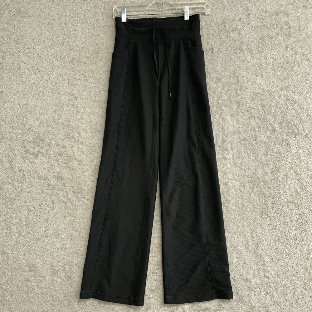 NWOT 32 Degrees Women's XS Black Wide Leg Ribbed Pants